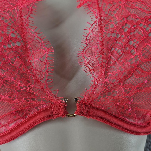 Victoria's Secret Very Sexy Bra Womens 34B Lace Halter Sheer‎ Floral Underwire - Picture 4 of 14